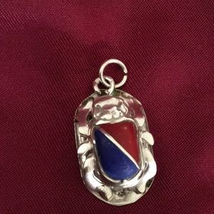 Silver Scarab Lapis/ Coral Pendant Made In Egypt
